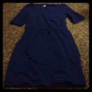 Navy and light blue striped T shirt dress