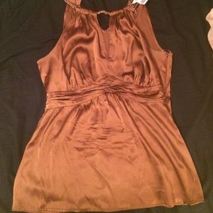 Silky Brown Halter Blouse
