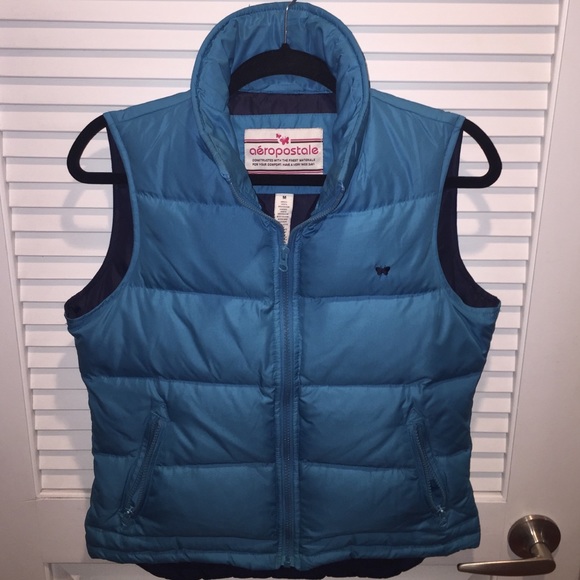 Blue puffer winter vest