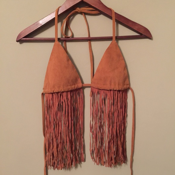 ❌SOLD❌Sexy faux suede fringe summer top XS/S - Picture 4 of 4