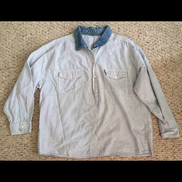 Vintage mixed denim button up