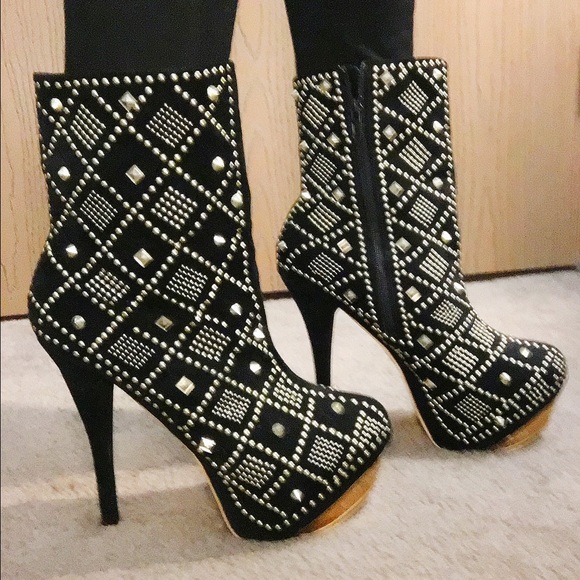 Akira black studded booties