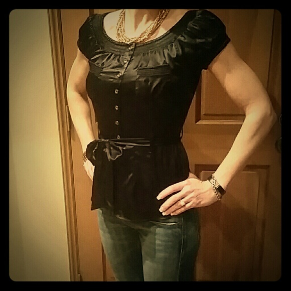 Charlotte Russe black waist tie shirt