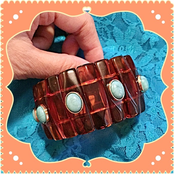 β¨HPβ¨Tortoise Bracelet & Turq.Style Stonesβ¨ - Picture 3 of 4