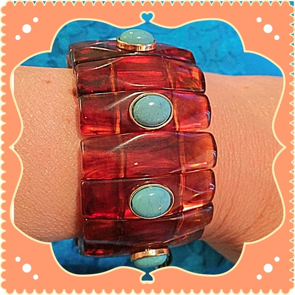β¨HPβ¨Tortoise Bracelet & Turq.Style Stonesβ¨ - Picture 2 of 4