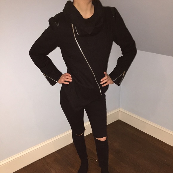 Black A-Symmetrical Zip Jacket