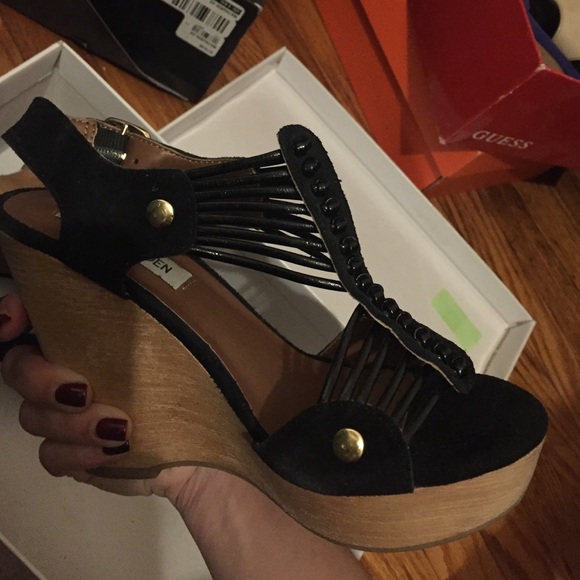 Steve Madden wedge black suede