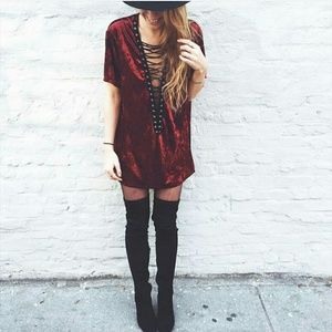 Velvet lace up tee