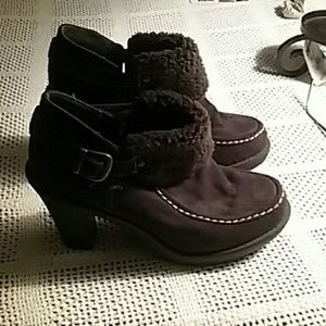 Brown Fur Lined Booties  $$CLEARANCE $$