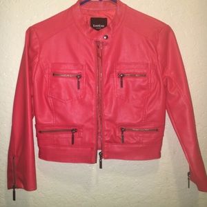 Bebe crop leather jacket - Coral