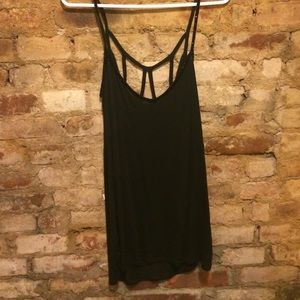 NWT Black beaded long tank with low back
