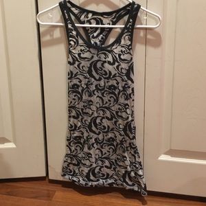 Black and beige swirl racer back tank