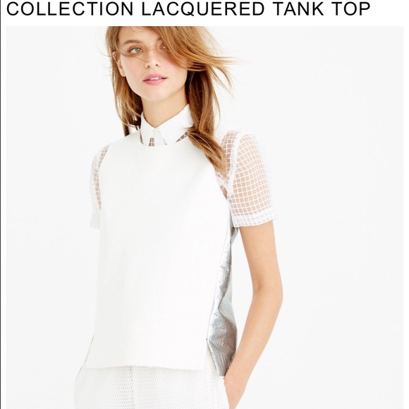 White/silver lacquered cotton top