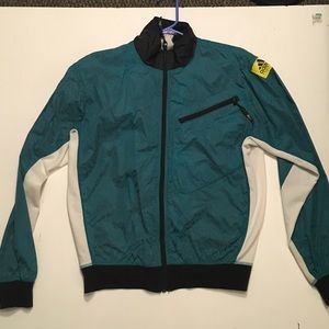 Blue patterned adidas wind breaker jacket