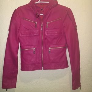 Bebe pink leather jacket