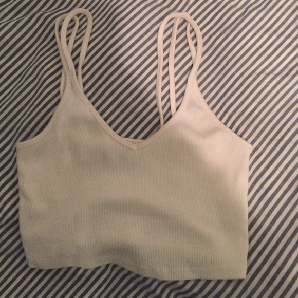 White double strapped cropped tank top