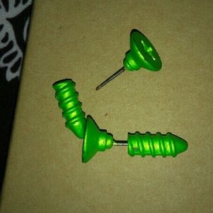 Green screw earrings