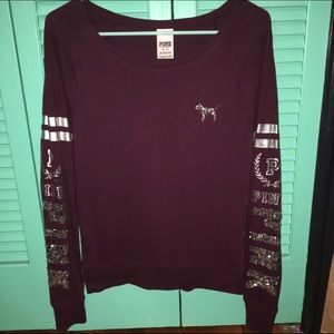 maroon Victoria's Secret bling crew