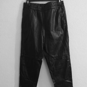 Black Faux Leather Joggers