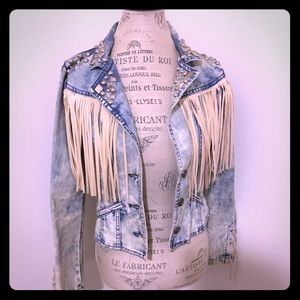 Denim fringe jacket!