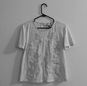 White Floral Detail Tee