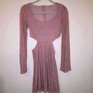 VALENTINES DAY • Long sleeve cut out pink dress •