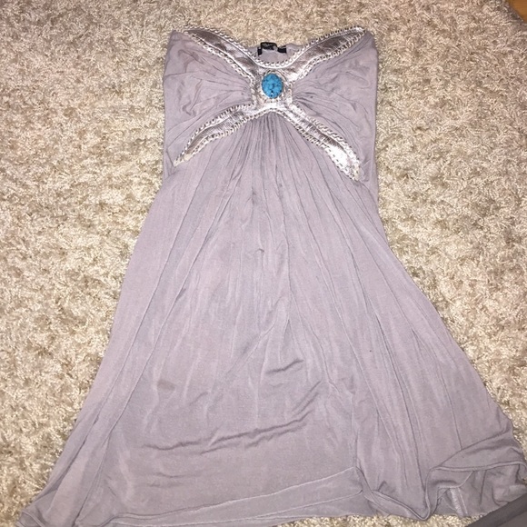 Sky mini tube dress with turquoise stone