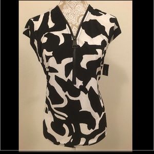 Alfani black and white printed blouse