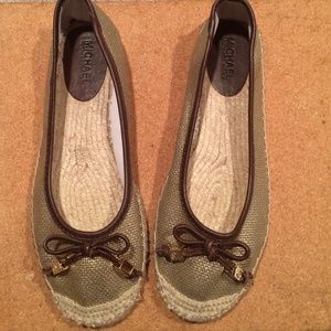 Michael Kors Meg Gold Ivory Shimmer Espadrille
