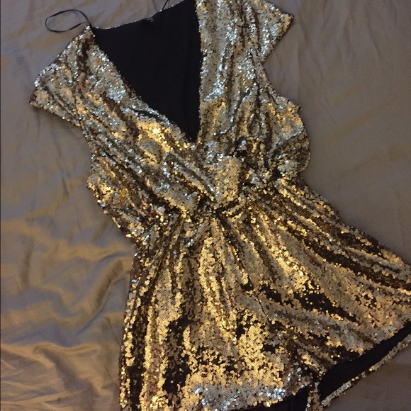 Gold all over sequin romper size LARGE
