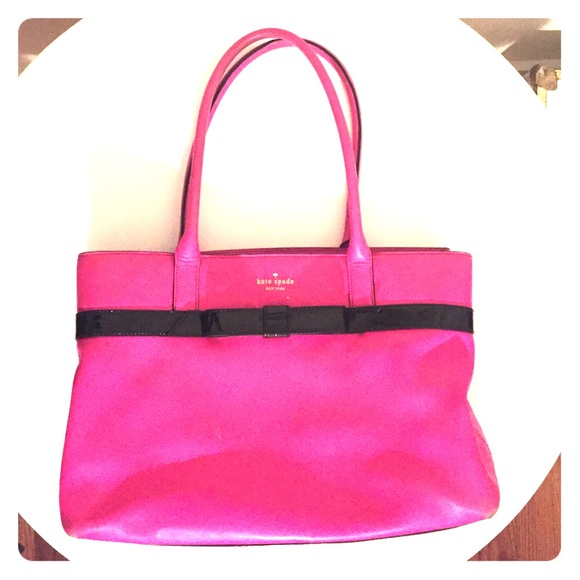 Kate Spade Fuchsia black leather Polka Dot/ Gold