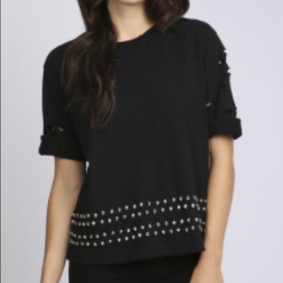 Black edgy silver studded quarter sleeve