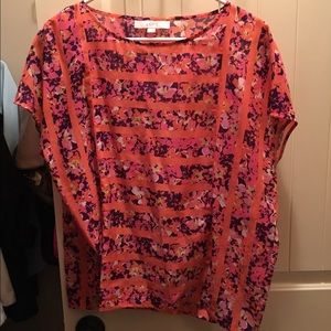 Coral pink floral LOFT top