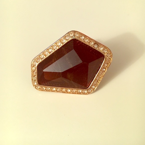 Brown and gold cocktail ring