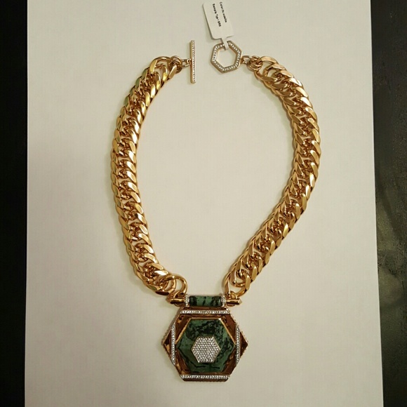 Rachel Zoe Ali hexagon stone Drama Necklace