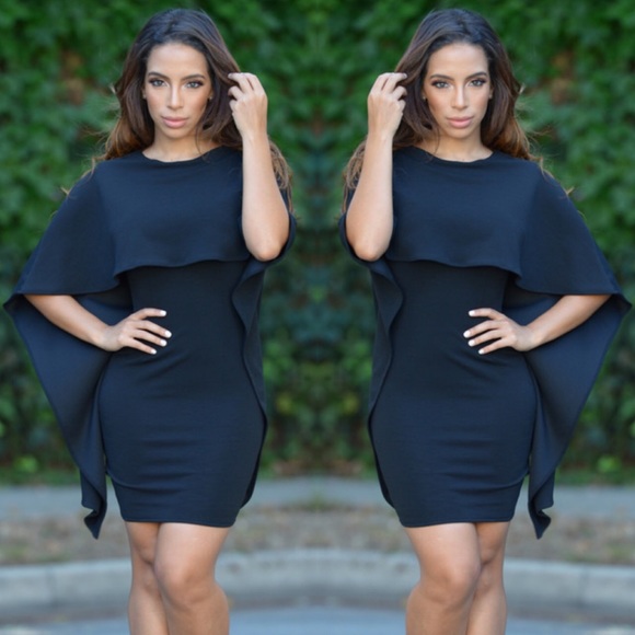 HP! DISCONTINUED Classy Cape LBD (on Kim & Kylie)