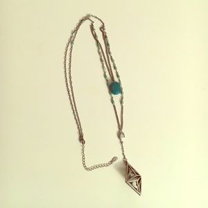 Long, Free People turquoise and silver necklace