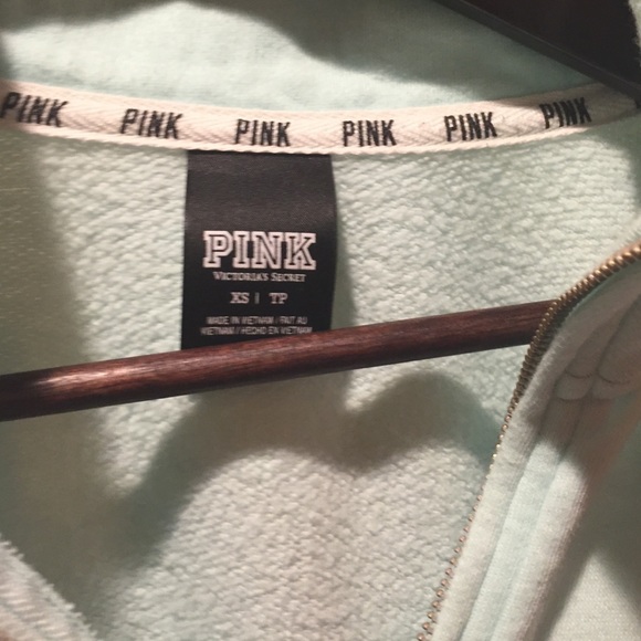 Seafoam blue PINK half zip hoodie - Picture 3 of 3