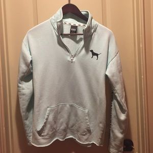 Seafoam blue PINK half zip hoodie