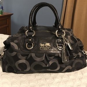 Black and Gray Signature C Coach Bag