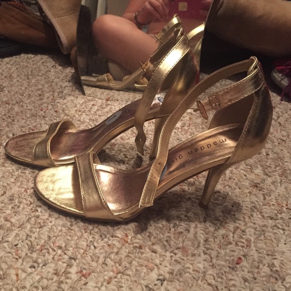 Gold madden girl heels with ankle strap