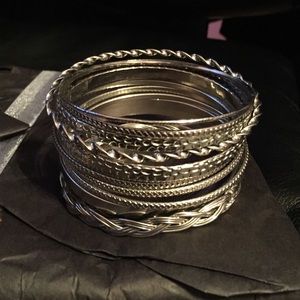 12 silver bangles
