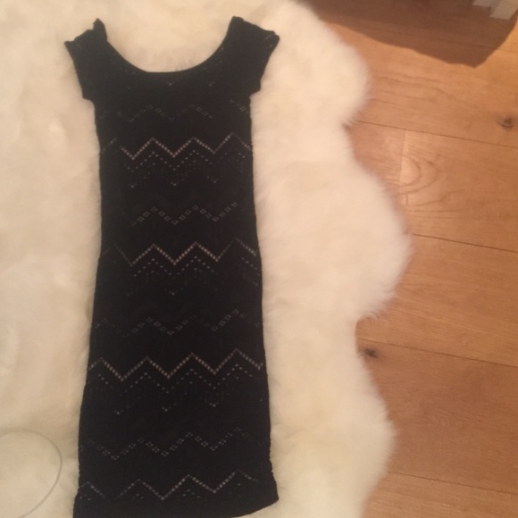 Black, tight, lace-y, dress