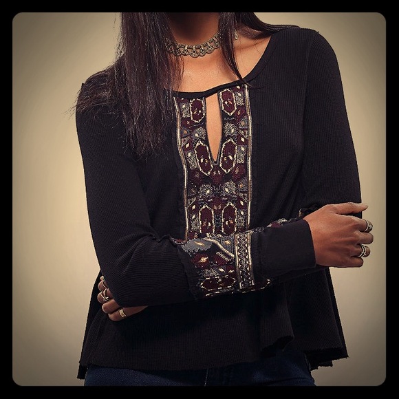 NWOT Free People Chic Embroidered Thermal!! - Picture 1 of 3