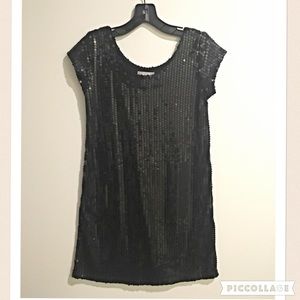 Black Sequin Shift Dress