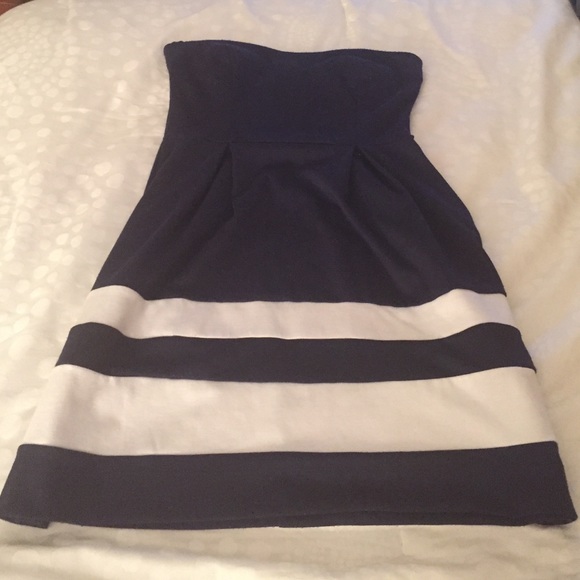 Strapless Navy Blue Dress