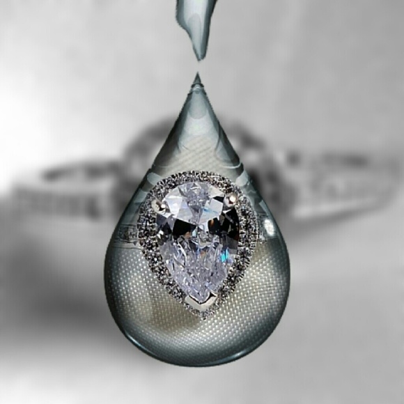 10KT White Gold Filled Water Drop Ring