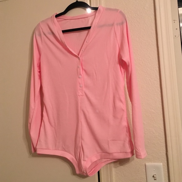 Pink long sleeve one piece shorts onesie