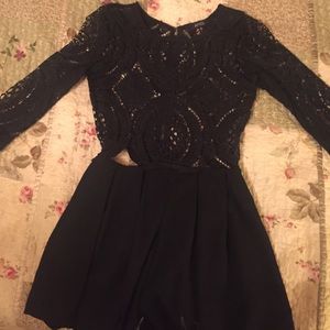 ANGL Black Lace romper. Long sleeve. Size M.