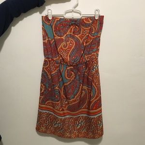GLAM boho paisley strapless dress